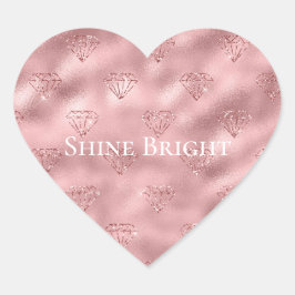 Ro Guld Glitter Glitz Diamonds Hjärtformat Klistermärke