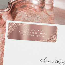 Ro Guld Glitter Gnistra Bröllop Returadress Returadress Etikett