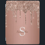 Ro Guld Glitter Gnistra Drift Monogram Namn iPad Skydd<br><div class="desc">Njut av den här eleganten med ditt namn och monogram eller en början med chic och gnidig ro koppardropp i glitter över en bakgrund av folie i ro guld.</div>