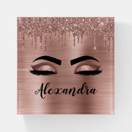 Ro Guld Glitter Gnistra Eyelash Monogram Namn