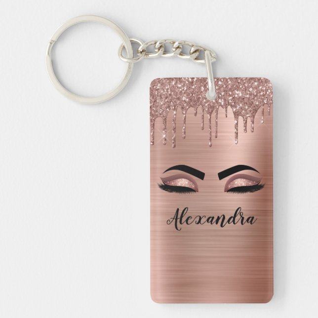 Ro Guld Glitter Gnistra Eyelash Monogram Namn (Framsidan)