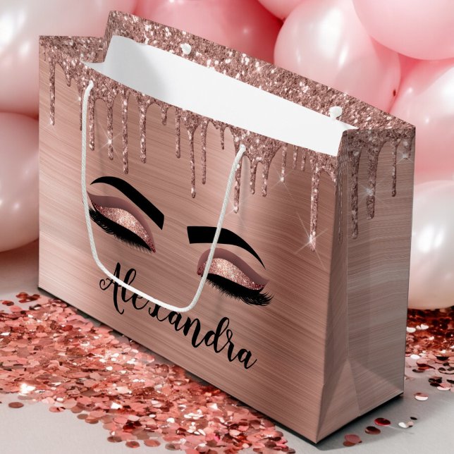 Ro Guld Glitter Gnistra Eyelash Monogram Namn (Skapare uppladdad)