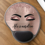 Ro Guld Glitter Gnistra Eyelash Monogram Namn Gel Musmatta<br><div class="desc">Ro Faux Foil Metallic Gnistra Glitter Brushed Metall Monogram Namn och initiala eyelash (Lash),  Eyelash Extensions och Ögon  Guld Mouse Pad (mousepad). Utformningen gör perfekten söt 16-årsjubileum,  bröllop,  möhippa,  årsdag,  babydusch eller bachelorette-festgåva till någon som tittar för ett trendig coola stil.</div>