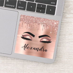 Ro Guld Glitter Gnistra Eyelash Monogram Namn Klistermärken