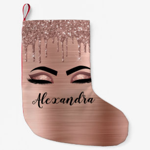 Ro Guld Glitter Gnistra Eyelash Monogram Namn Liten Julstrumpa
