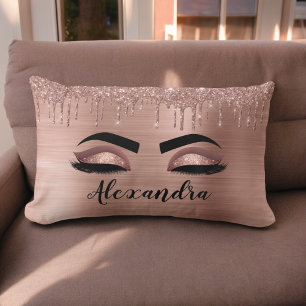 Ro Guld Glitter Gnistra Eyelash Monogram Namn Lumbarkudde