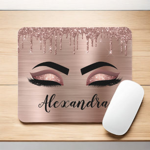Ro Guld Glitter Gnistra Eyelash Monogram Namn Musmatta