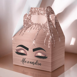 Ro Guld Glitter Gnistra Eyelash Monogram Namn Presentaskar