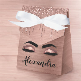 Ro Guld Glitter Gnistra Eyelash Monogram Namn Presentaskar
