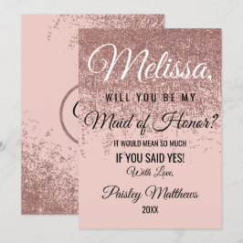 Ro Guld Glitter Gnistra  Rosa Maid of honor Inbjudningar
