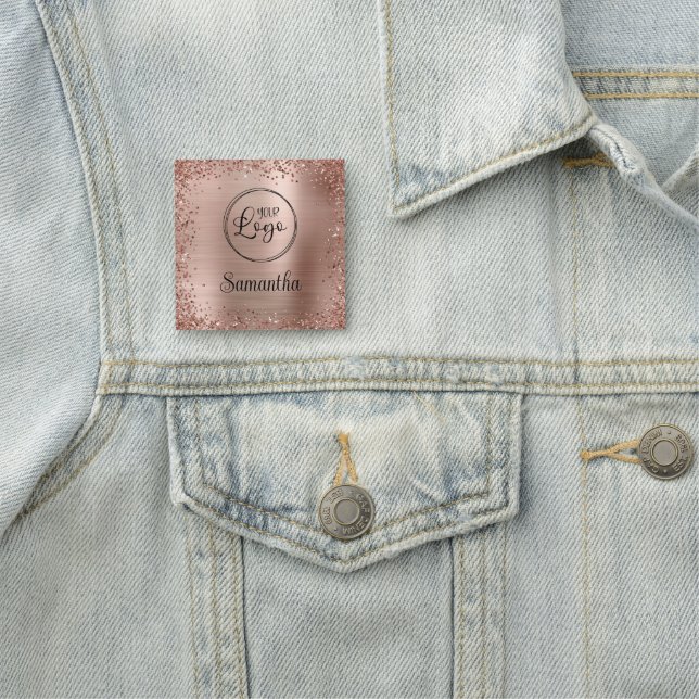 Ro Guld Glitter Gräns och Foil Logotyp Namnbricka (På plats)