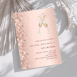 Ro guld glitter hejar födelsedag inbjudningar<br><div class="desc">För en elegant 50:e (eller någon ålder) födelsedagsfest. En bakgrund i ro guld. Dekorerad med faux glitter och ett par flutes. Anpassa och lägg till information om namn och party.</div>