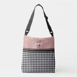 Ro Guld Glitter Houndstooth monogram namn Axelväska