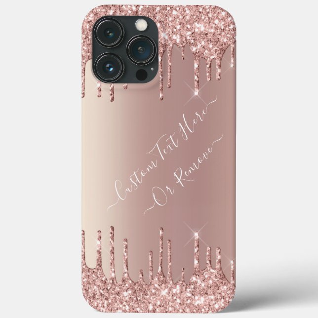 Ro Guld Glitter iphone case med Anpassningsbar (Baksida)