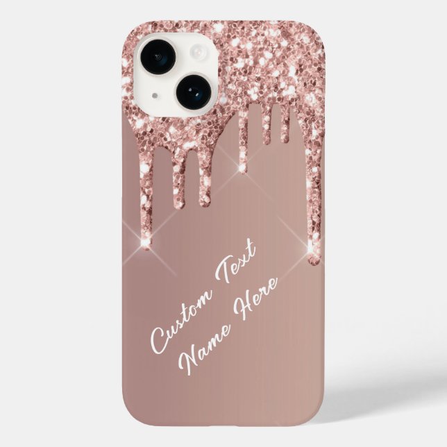 Ro Guld Glitter iphone case med Anpassningsbar (Baksida)