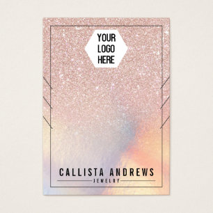 Ro Guld Glitter Iridescent Necklaces Visning Visitkort