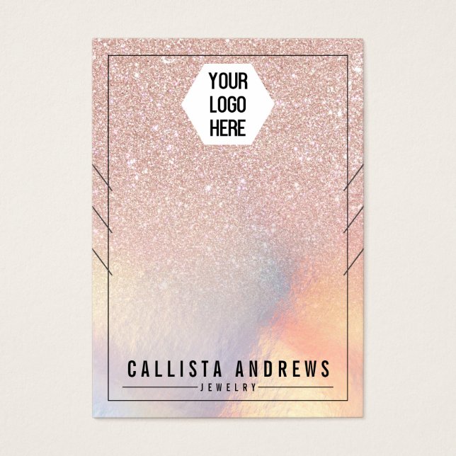 Ro Guld Glitter Iridescent Necklaces Visning Visitkort (Framsidan)