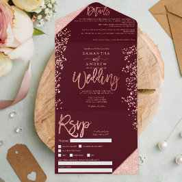 Ro guld glitter konfeetti burgundy bröllop