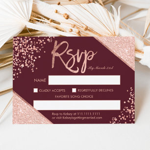 Ro guld glitter konfeetti burgundy osa bröllop kort