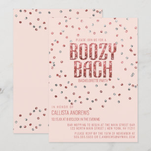 Ro Guld Glitter-konfetti Bachelorette Inbjudningar