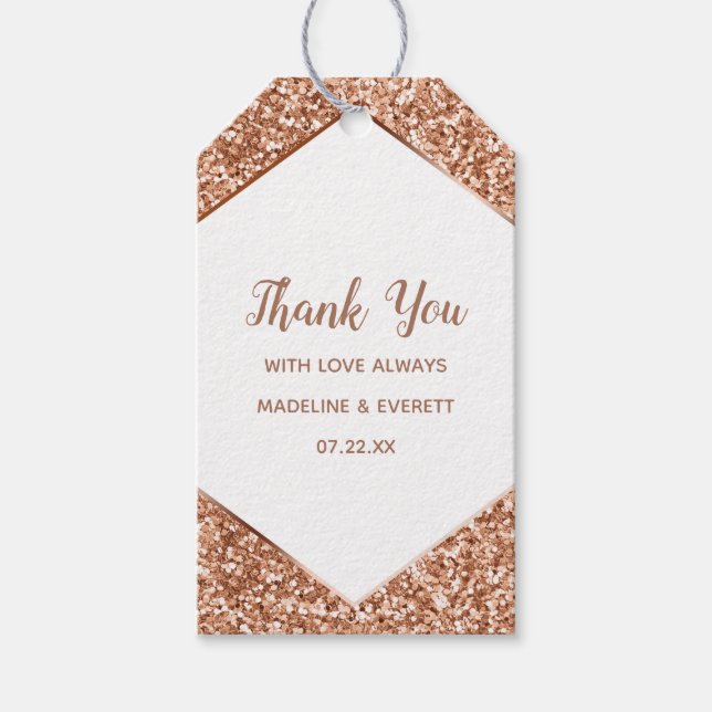 Ro Guld Glitter Konfetti Glamor Tack Presentetikett (Framsidan)