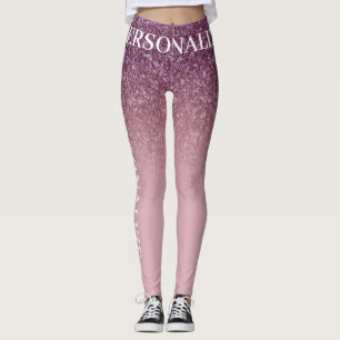Ro Guld Glitter, lägg till ditt namn eller din Anp Leggings