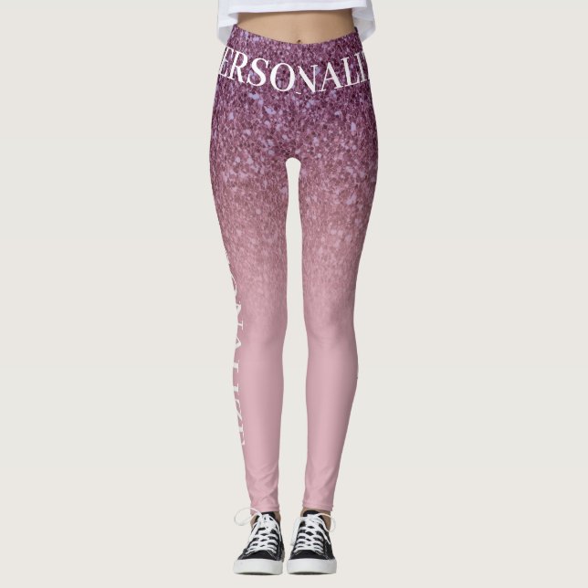 Ro Guld Glitter, lägg till ditt namn eller din Anp Leggings (Framsida)