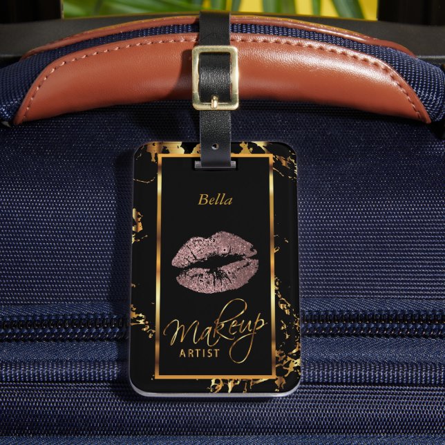 Ro Guld Glitter Läppar - Makeup Artist Bagagebricka (Framsida Insitu 2)