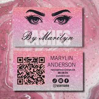 Ro Guld Glitter Lash Tech QR-kod - skannerbar Visitkort