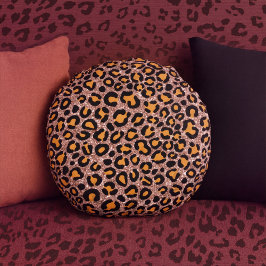 Ro Guld Glitter Leopard Girly Cheetah Mönster Rund Kudde