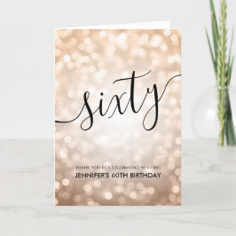 Ro Guld Glitter Ljus 60:e födelsedag Tack Kort