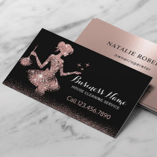 Ro Guld Glitter Maid Städning hushåll Visitkort