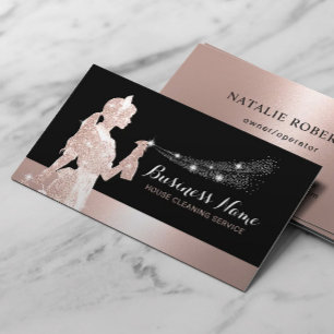 Ro Guld Glitter Maid Städning hushåll Visitkort