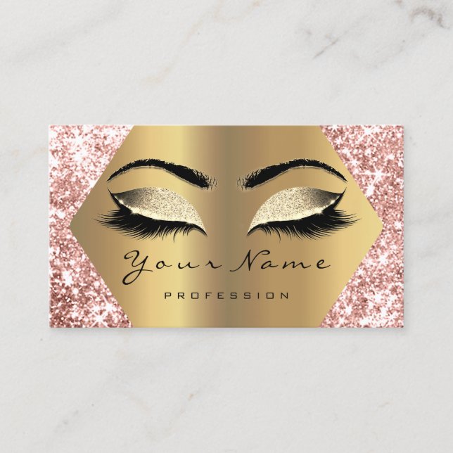 Ro Guld Glitter Makeup Artist Lash Anpassningsbar  Visitkort (Framsida)