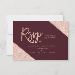 Ro guld glitter-manuset burgundy osa bröllop kort