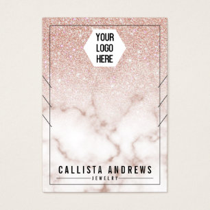 Ro Guld Glitter Marble Necklaces Visning Visitkort