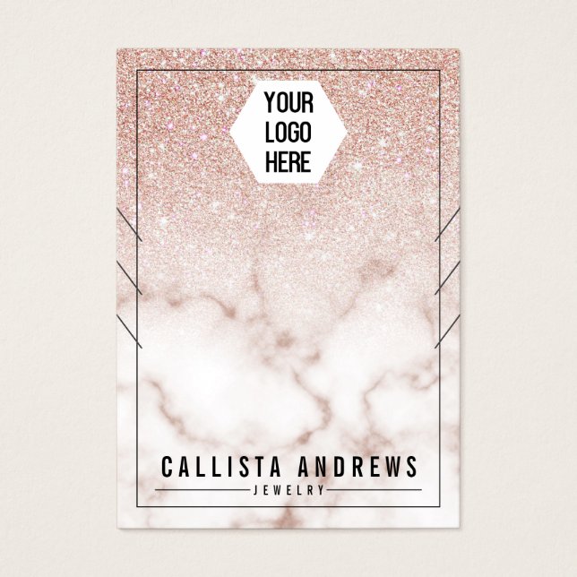 Ro Guld Glitter Marble Necklaces Visning Visitkort (Framsidan)