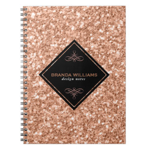 Ro Guld Glitter med svart accent Anteckningsbok