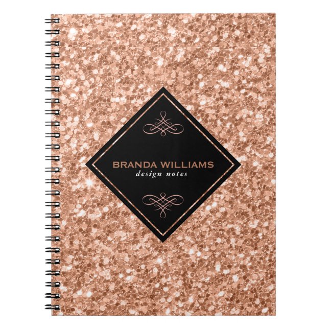 Ro Guld Glitter med svart accent Anteckningsbok (Framsidan)