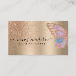 Ro Guld Glitter Metallic Foil Rainbow Butterfly  Visitkort