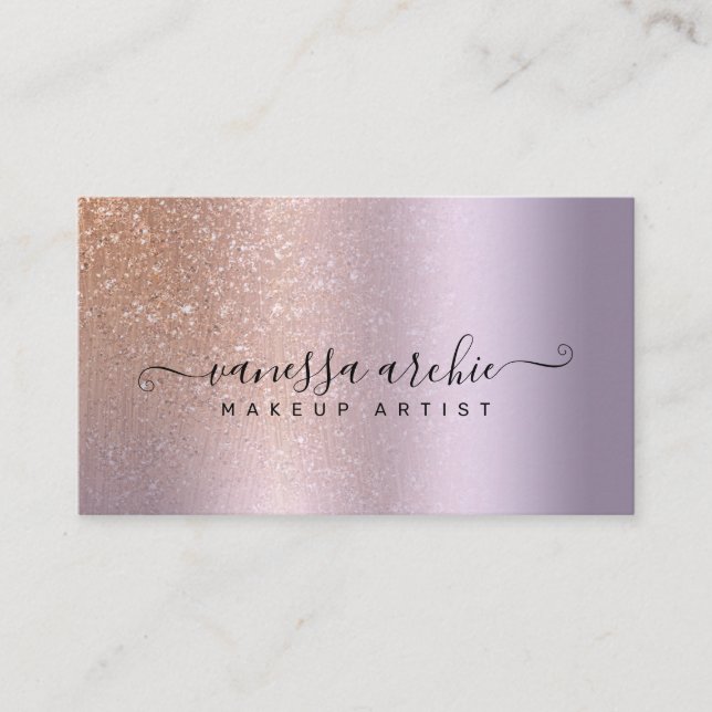 Ro Guld Glitter Metallic Lila Lavender Foil Visitkort (Framsida)