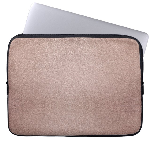 Ro Guld Glitter Metallic Söt Girly Sparkly Laptop Fodral (Framsidan)