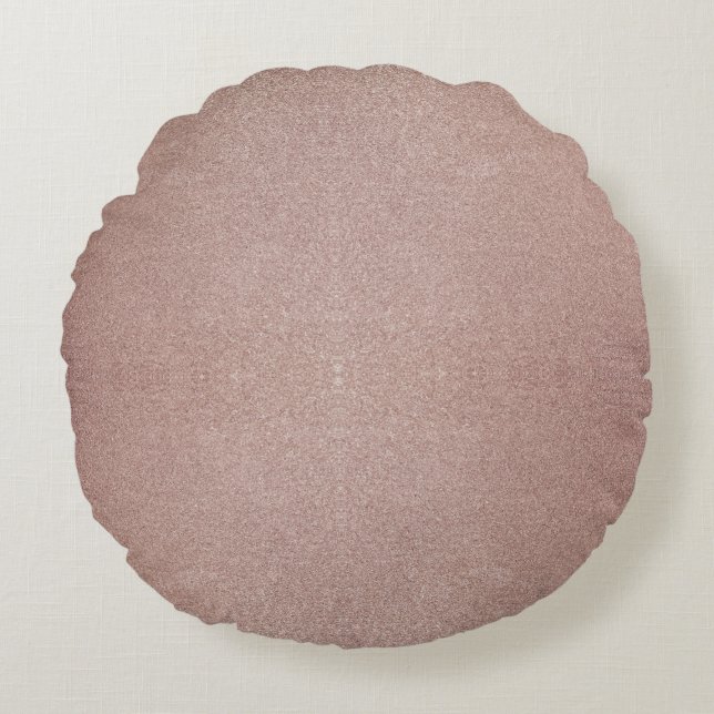 Ro Guld Glitter Metallic Söt Girly Sparkly Rund Kudde (Framsidan)