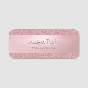 Ro Guld Glitter Modern Calligraphed Script Namn Namnbricka