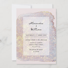 Ro Guld Glitter Modern Pastel Lila Bröllop Inbjudningar