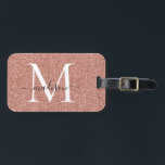 Ro Guld Glitter Monogram Girly Script Gnistra Bagagebricka<br><div class="desc">Ro Guld Glitter Gnistra Elegant  Girly Script Swash Namn Monogram Bag Märkre</div>
