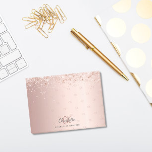Ro guld glitter monogram initialer post-it block