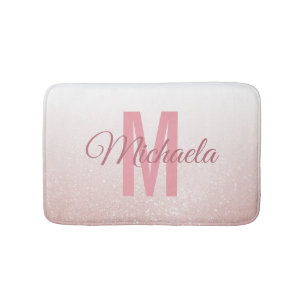 Ro Guld Glitter Monogram Modern Elegant Girly Badrumsmatta