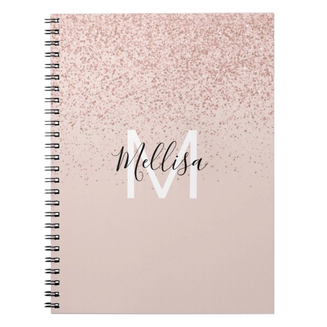 Ro Guld Glitter Monogram Namn Anteckningsbok (Framsidan)