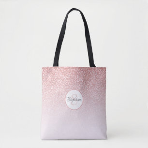 Ro Guld Glitter Monogram Namn Tygkasse